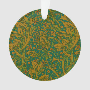William Morris Arcadia Floral Pattern Green Golden Ornament