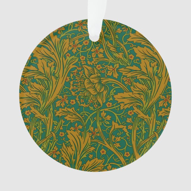 William Morris Arcadia Floral Pattern Green Golden Ornament (Vorderseite)