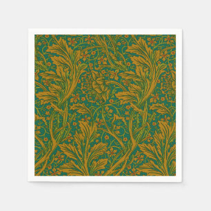 William Morris Arcadia Floral Pattern Green Golden Serviette