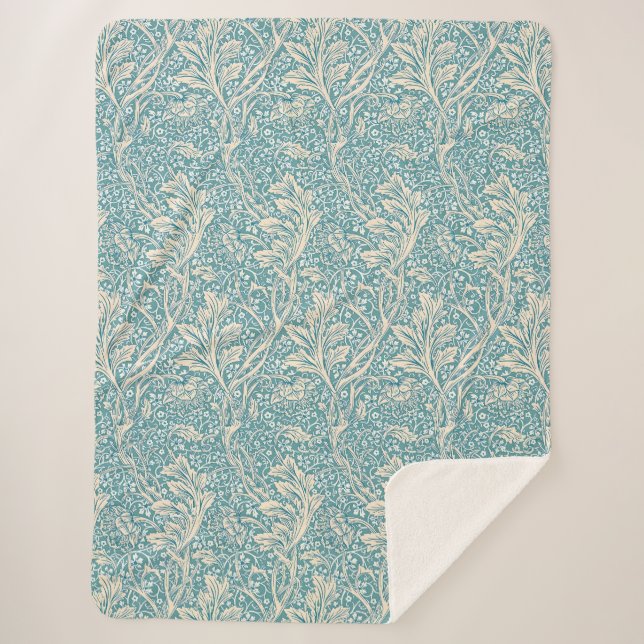 William Morris Arcadia Floral Pattern Sherpadecke (Vorderseite)