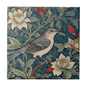 William Morris Art Lockingbird Bird Blüte Fliese
