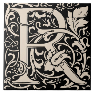 William Morris Art Nouveau Alphabet Leaf Letter R Fliese