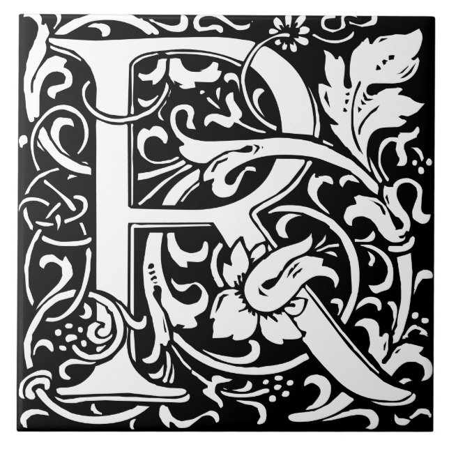 William Morris Art Nouveau Alphabet Leaf Letter R Fliese (Vorderseite)