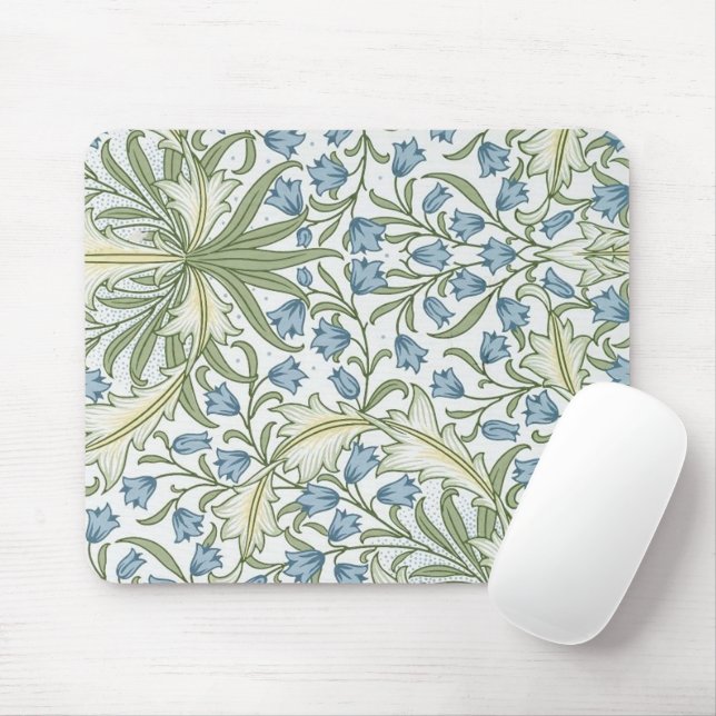 William Morris - Art Nouveau Blue Bellflowers Mousepad (Mit Mouse)