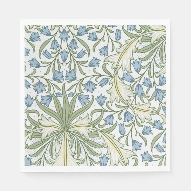 William Morris - Art Nouveau Blue Bellflowers Serviette (Vorderseite)