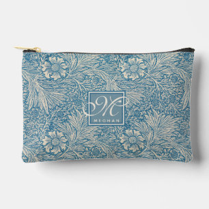 William Morris, Art Nouveau Blue Marigold Monogram Zubehörtasche