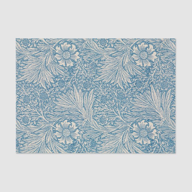 William Morris - Art Nouveau Blue Marigold Seidenpapier (Vorderseite)