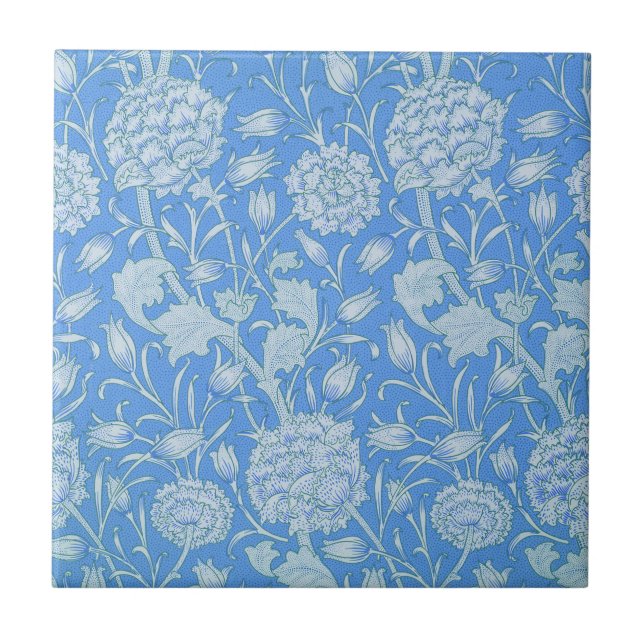 William Morris - Art Nouveau Blue Wild Tulips Fliese (Vorderseite)