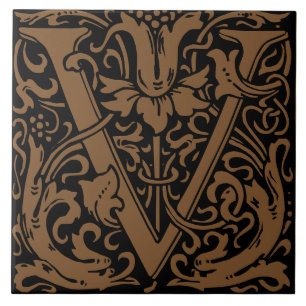 William Morris Art Nouveau Floraler Anfangsbuchsta Fliese