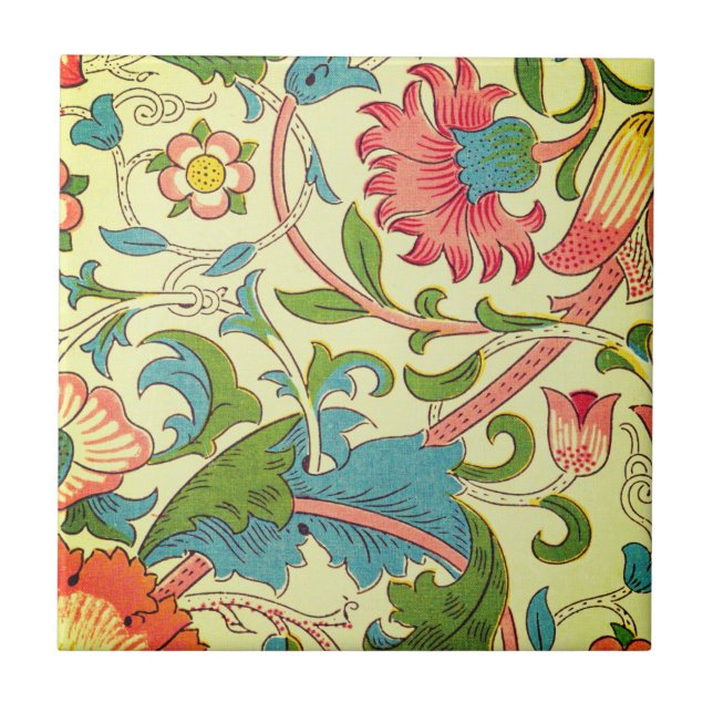 William * Morris Art Nouveau Green Blue Pink Fliese (Vorderseite)