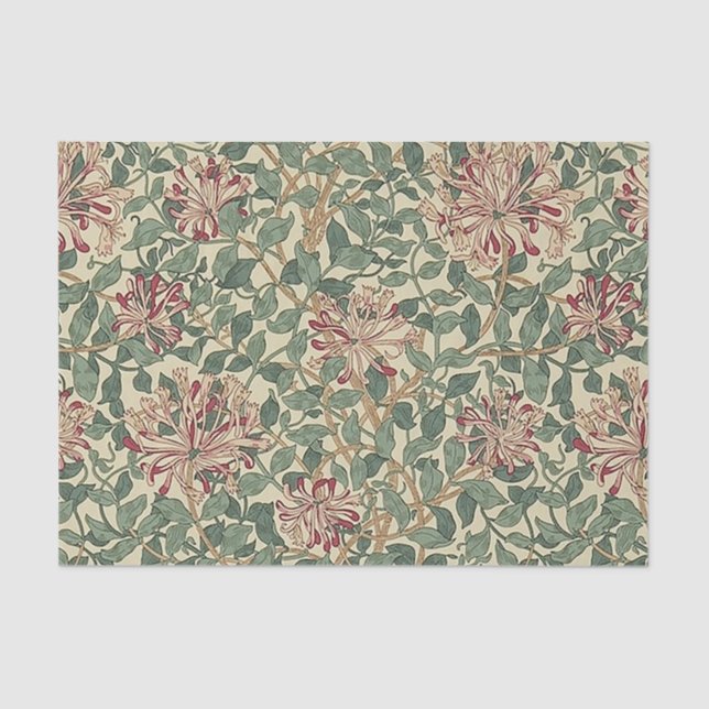 William Morris - Art Nouveau Honeysuckle & Blätter Seidenpapier (Vorderseite)