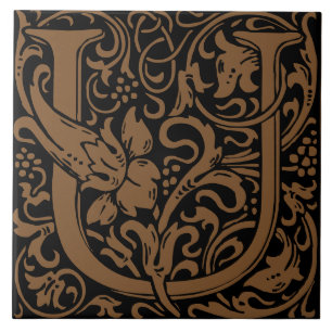 William Morris Art Nouveau Initiale Florale Buchst Fliese