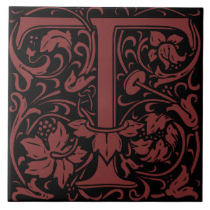 William Morris Art Nouveau Initiale Reben Buchstab Fliese