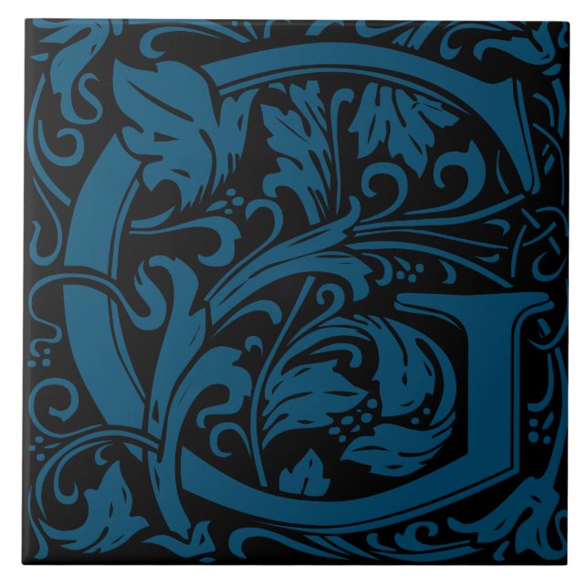William Morris Art Nouveau Mit Monogramm Letter G Fliese (Vorderseite)