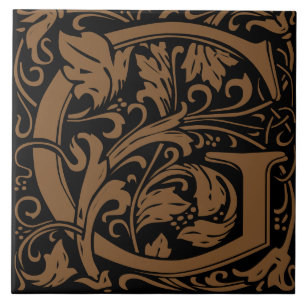 William Morris Art Nouveau Mit Monogramm Letter G Fliese
