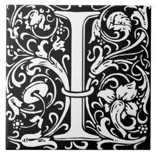 William Morris Art Nouveau Mit Monogramm Letter I Fliese