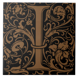 William Morris Art Nouveau Mit Monogramm Letter I Fliese