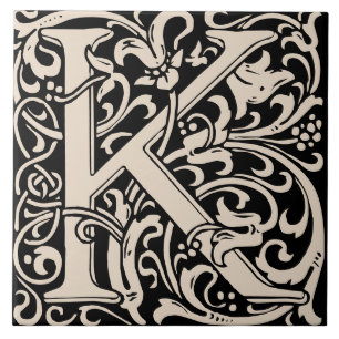William Morris Art Nouveau Mit Monogramm Letter K Fliese