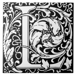 William Morris Art Nouveau Mit Monogramm Letter L Fliese
