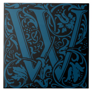 William Morris Art Nouveau Mit Monogramm Letter W Fliese