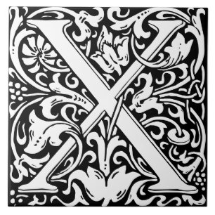 William Morris Art Nouveau Mit Monogramm Letter X Fliese