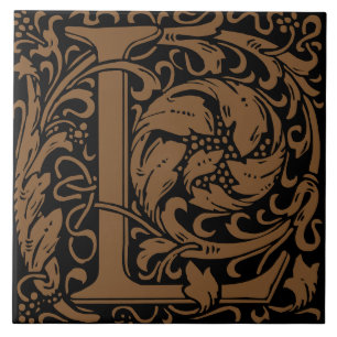 William Morris Art Nouveau Monogramm-Brief L Fliese