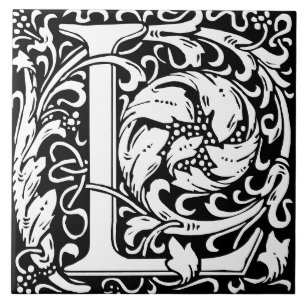 William Morris Art Nouveau Monogramm-Brief L Fliese