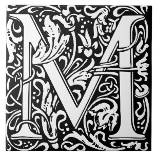 William Morris Art Nouveau Monogramm Brief M Fliese