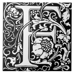 William Morris Art Nouveau Monogramm Buchstabe F Fliese