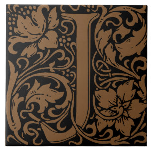 William Morris Art Nouveau Monogramm Buchstabe J Fliese