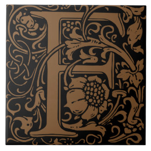 William Morris Art Nouveau monogrammierter Buchsta Fliese