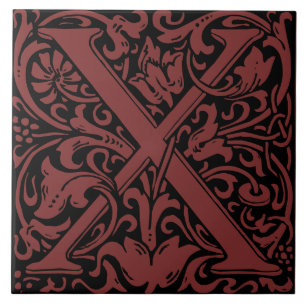 William Morris Art Nouveau monogrammierter Buchsta Fliese