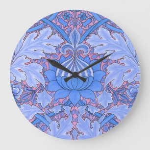 William Morris Art Nouveau Vintage-Uhr in Blau ~ Große Wanduhr