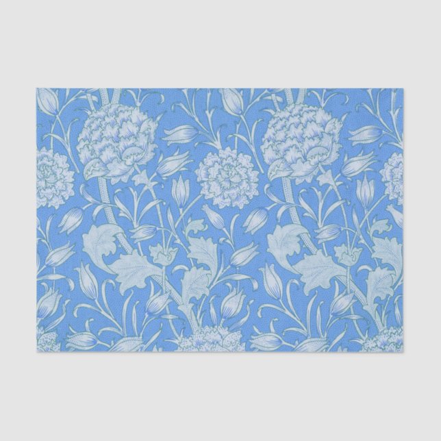 William Morris - Art Nouveau Wild Tulips - Blau Seidenpapier (Vorderseite)