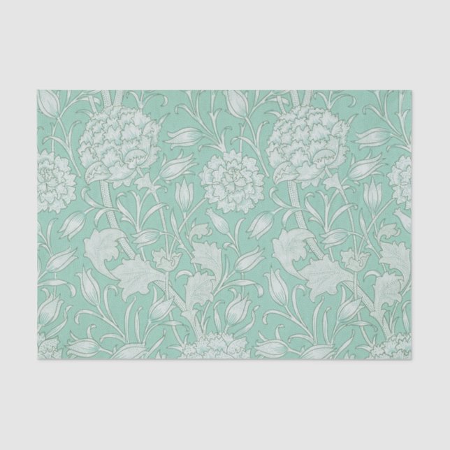William Morris - Art Nouveau Wild Tulips - Green Seidenpapier (Vorderseite)