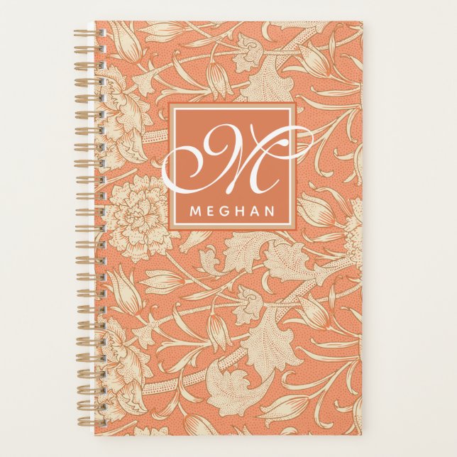 William Morris - Art Nouveau Wild Tulips Monogram Planer (Vorderseite)