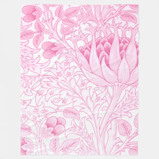 William Morris Artichoke Pale Pink Fleecedecke (Vorderseite)