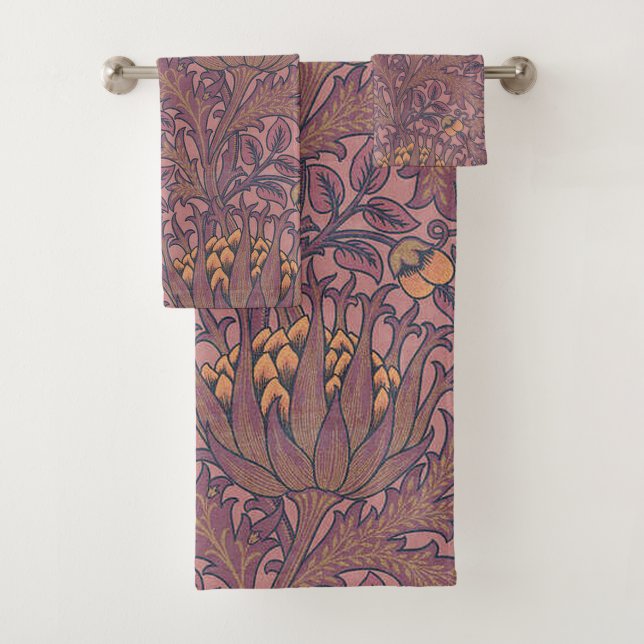 William Morris Artichoke Wein und Gold Badhandtuch Set (Insitu)