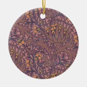 William Morris Artichoke Wein und Gold Keramik Ornament