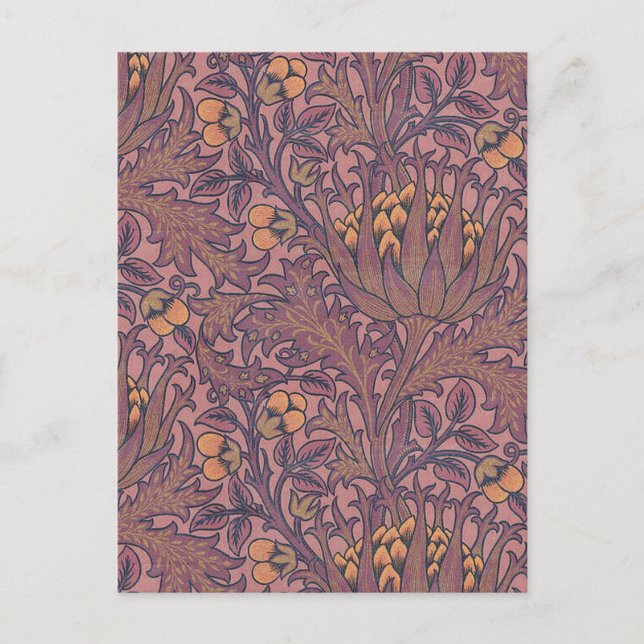 William Morris Artichoke Wein und Gold Postkarte (Vorderseite)