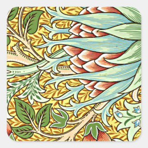 William Morris - Artischocken-Aufkleberbogen Quadratischer Aufkleber