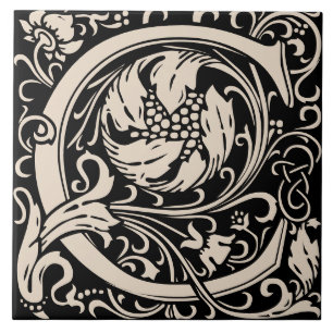 William Morris Arts and Crafts Monogramm Buchstabe Fliese