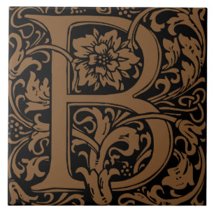 William Morris Arts and Crafts Monogramm Buchstabe Fliese
