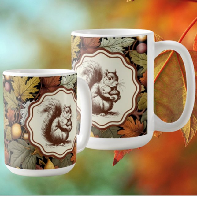 William Morris Autumn Leaves Eichirrel Kaffeetasse (Hot apple cider anyone? Great hostess gift!)