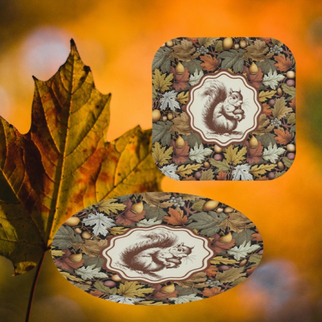 William Morris Autumn Leaves mit Eichhörnchen Retr Pappteller (Easy care paper plates for a Fall gathering)