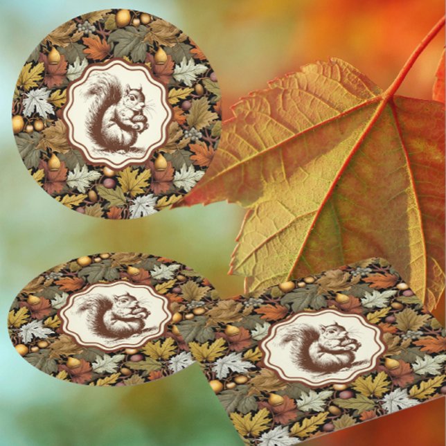William Morris Autumn Leaves mit Eichhörnchen Retr Rechteckiger Pappuntersetzer (Coasters are always a thoughtful host/hostess gift)