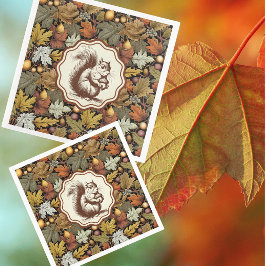 William Morris Autumn Leaves mit Eichhörnchen Retr Serviette