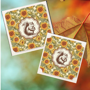 William Morris Autumn Sunflores Eichhörnchen Retro Untersetzer
