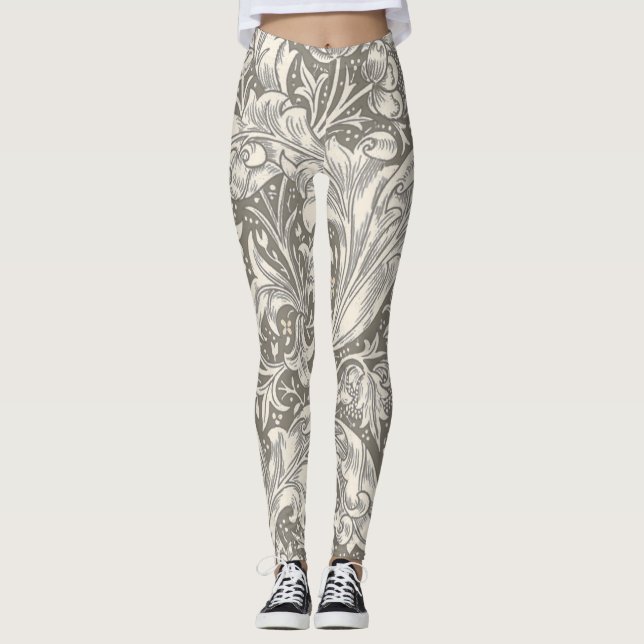 William Morris Bachelor's Button Blume Floral Bot Leggings (Vorderseite)