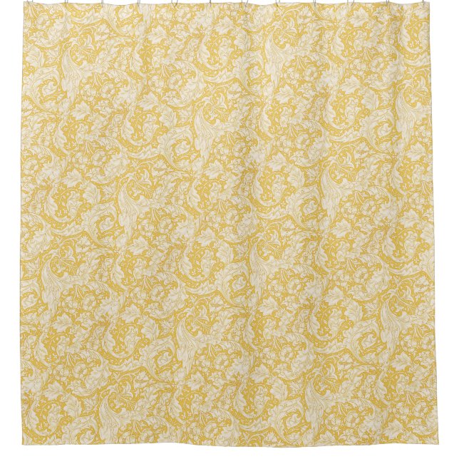 William Morris Bachelors Button Golden Background Duschvorhang (Vorderseite)